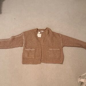 Cozy Women's Knit Cardigan Sweater - Camel